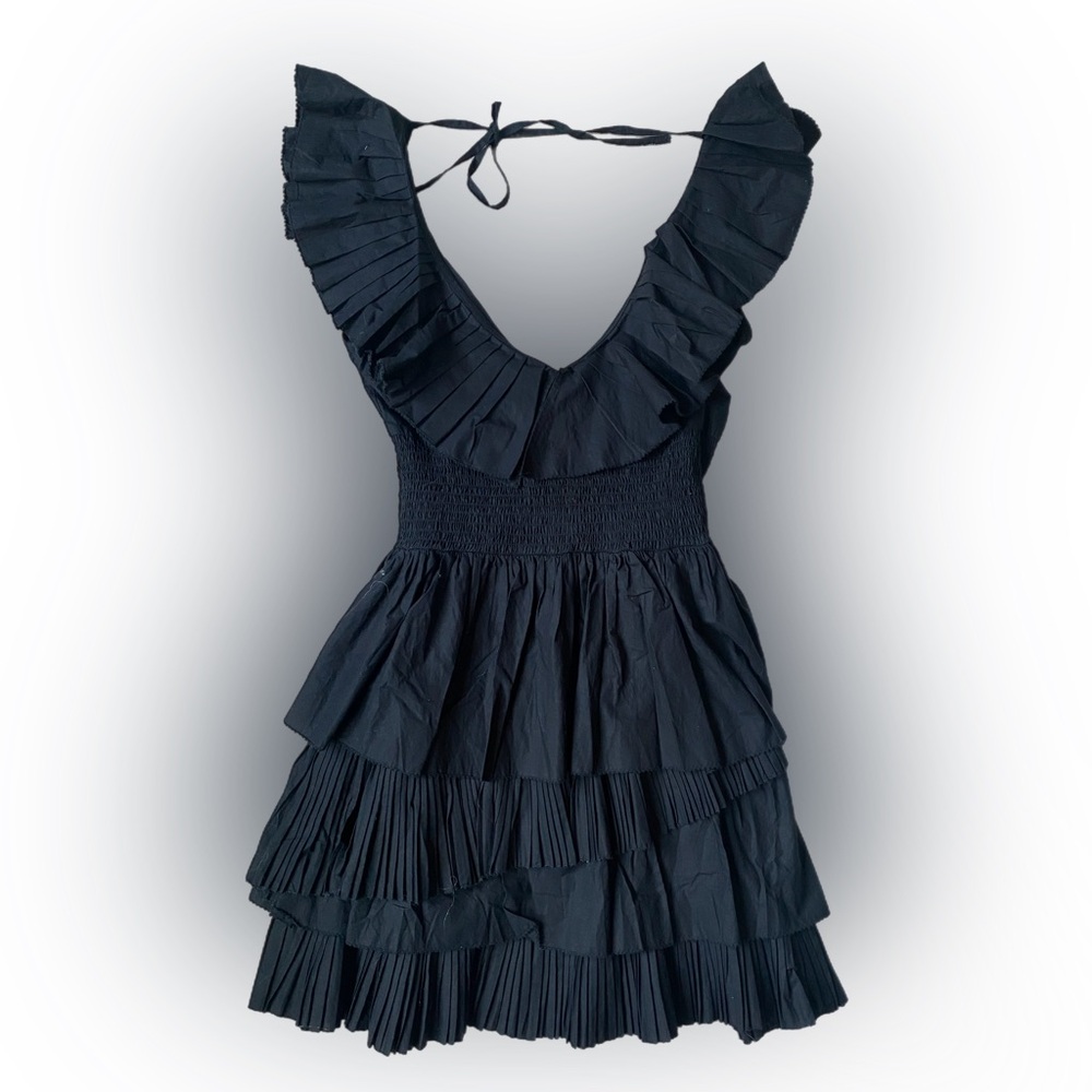 Anthropologie Love The Label Jolie Black Ruffled Mini Dress Women’s Size XS